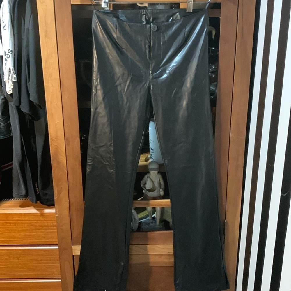 1997  Faux Leather PVC Vinyl Woman’s Pants Trousers Slacks Straight Leg Size 7/8